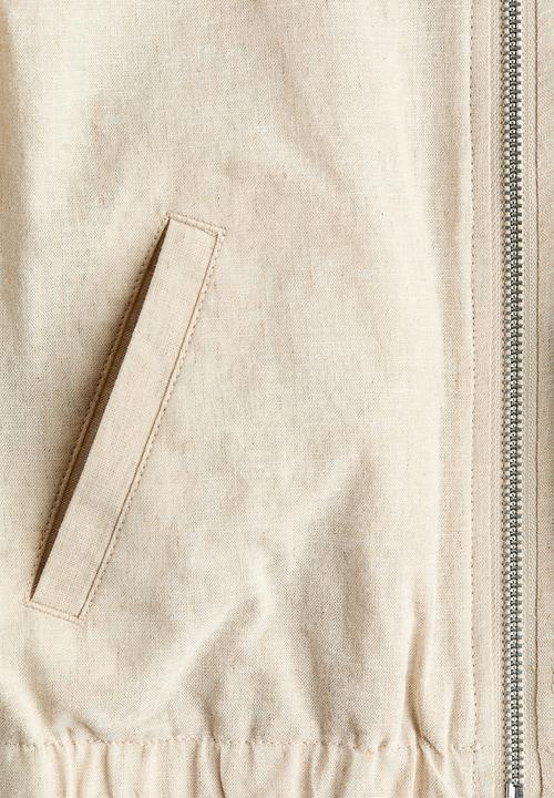 H&M - Linen-blend bomber jacket - light beige marl