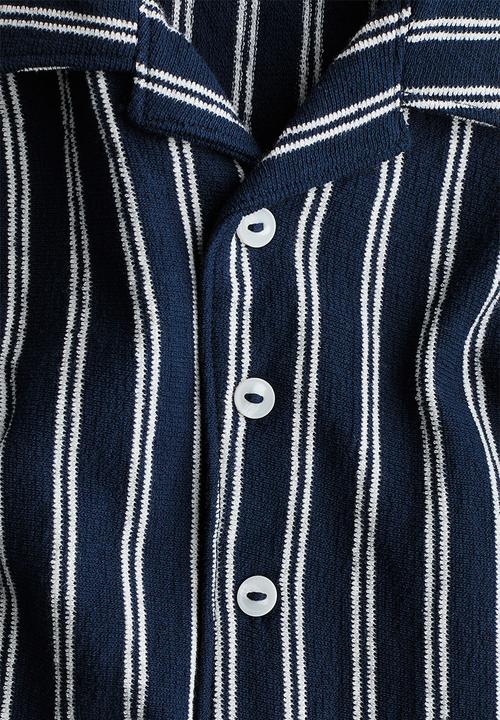 H&M - 2-piece cotton jersey set - navy blue/striped