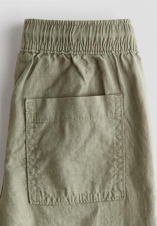 H&M - Linen-blend trousers - khaki green
