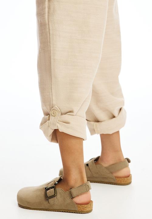 H&M - Cotton roll-up trousers - light beige