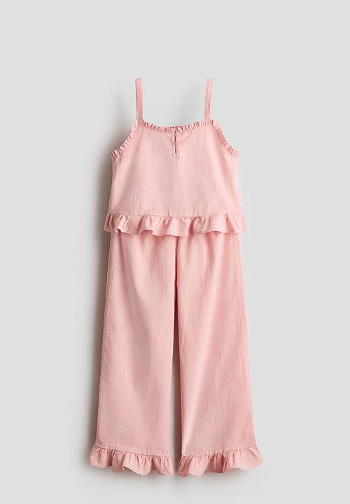 H&M - 2-piece frill-trimmed seersucker set - light pink
