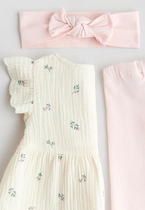 H&M - 3-Piece cotton set - light pink/floral