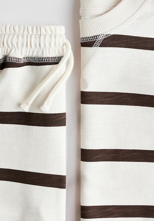 H&M - 2-Piece sweatshirt set - light beige/striped
