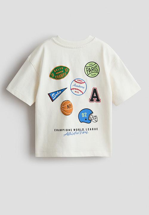 H&M - Appliqued T-shirt - white/basketball