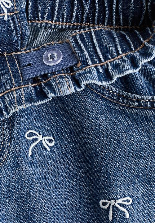 H&M - Embroidered denim shorts - denim blue