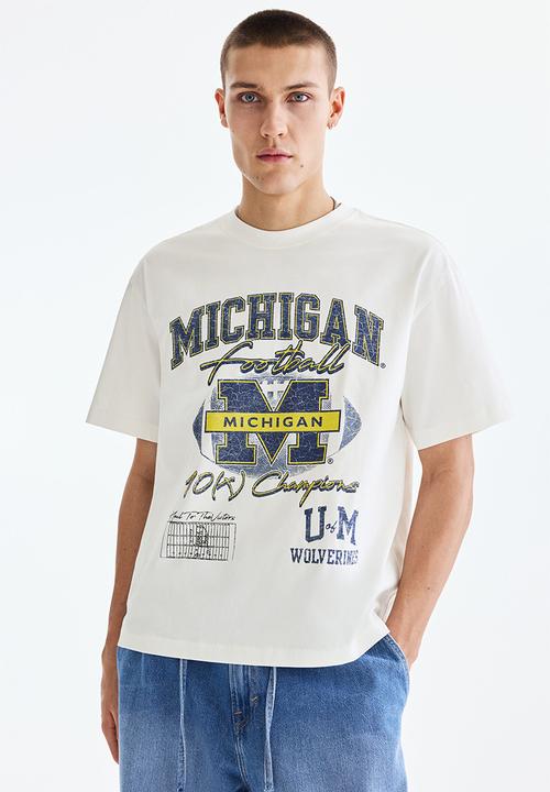 H&M - Loose fit t-shirt - white/university of michigan
