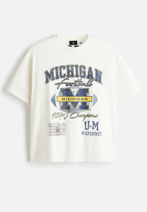 H&M - Loose fit t-shirt - white/university of michigan