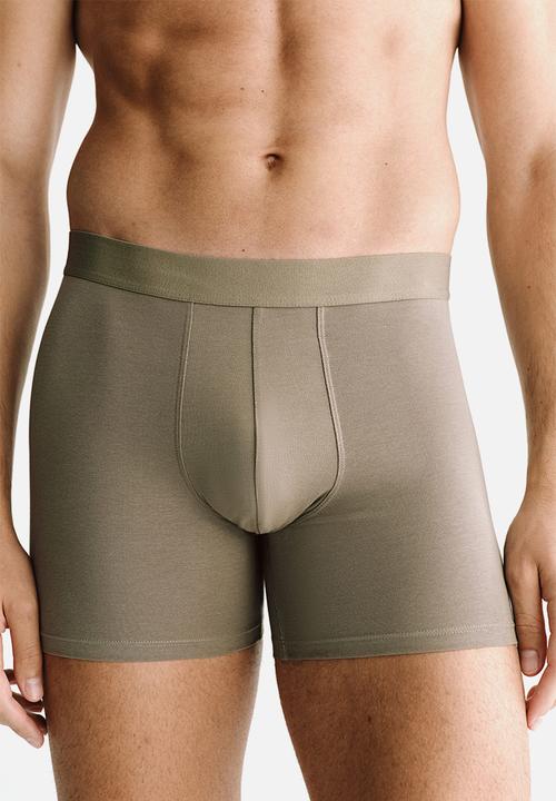 H&M - 3-pack mid trunks with lycra® - light khaki green/black