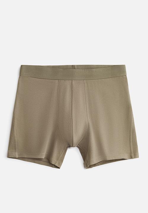 H&M - 3-pack mid trunks with lycra® - light khaki green/black