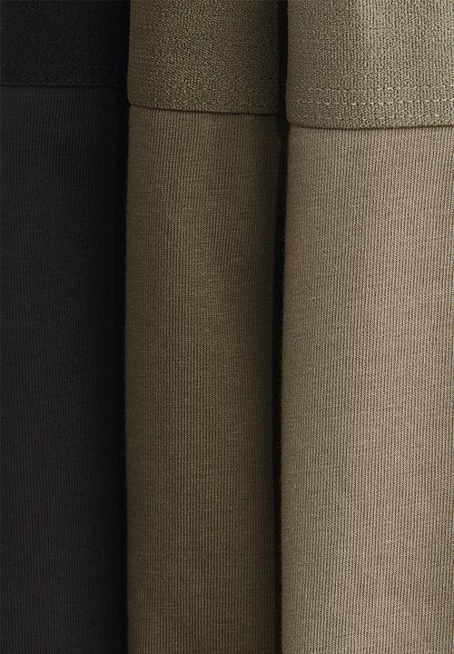 H&M - 3-pack mid trunks with lycra® - light khaki green/black