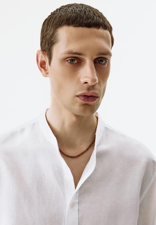 H&M - Relaxed fit linen-blend shirt - white