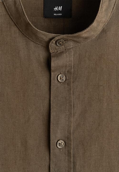 H&M - Relaxed fit linen-blend shirt - khaki green