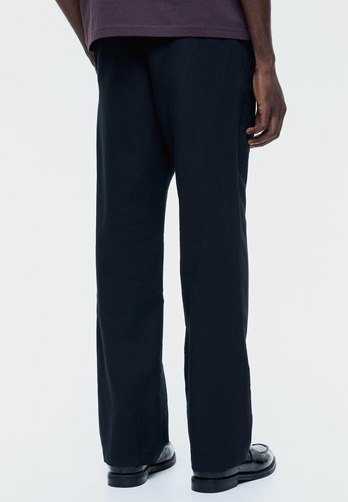H&M - Regular fit linen-blend trousers - black