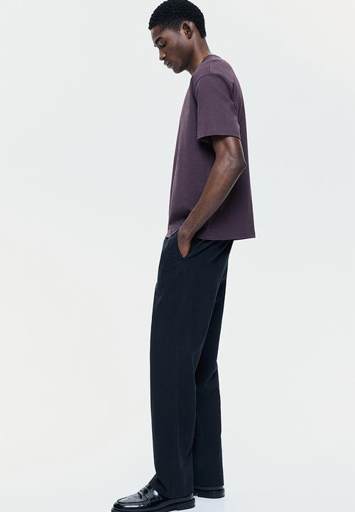 H&M - Regular fit linen-blend trousers - black