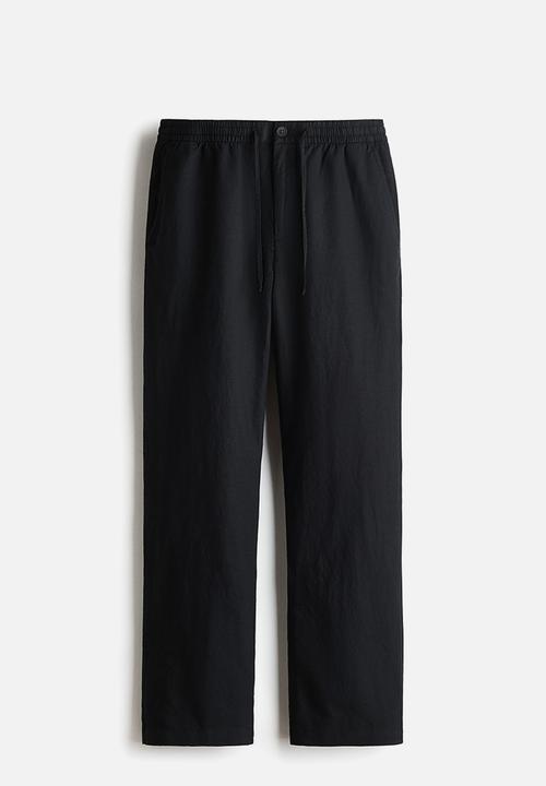 H&M - Regular fit linen-blend trousers - black