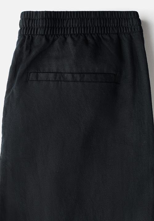 H&M - Regular fit linen-blend trousers - black