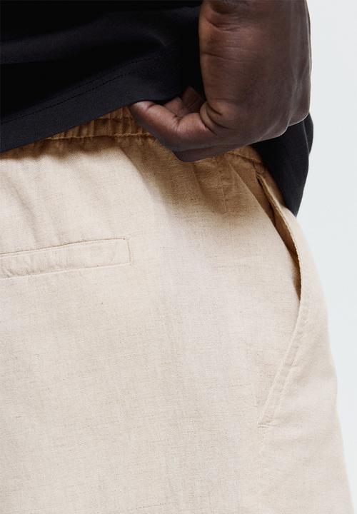 H&M - Regular fit linen-blend trousers - light beige