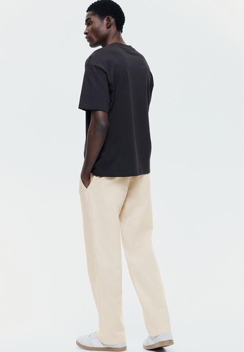 H&M - Regular fit linen-blend trousers - light beige
