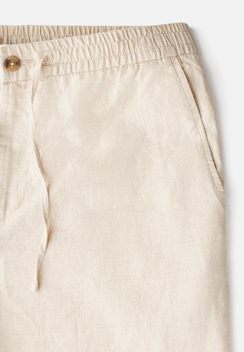 H&M - Regular fit linen-blend trousers - light beige