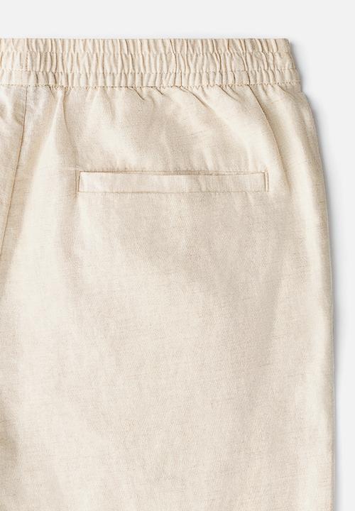 H&M - Regular fit linen-blend trousers - light beige