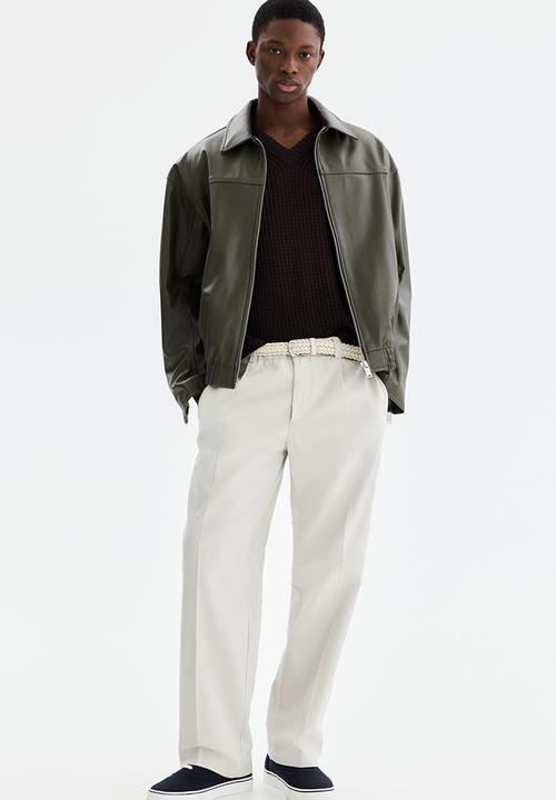 H&M - Relaxed fit cotton and lyocell tailored trousers - light beige