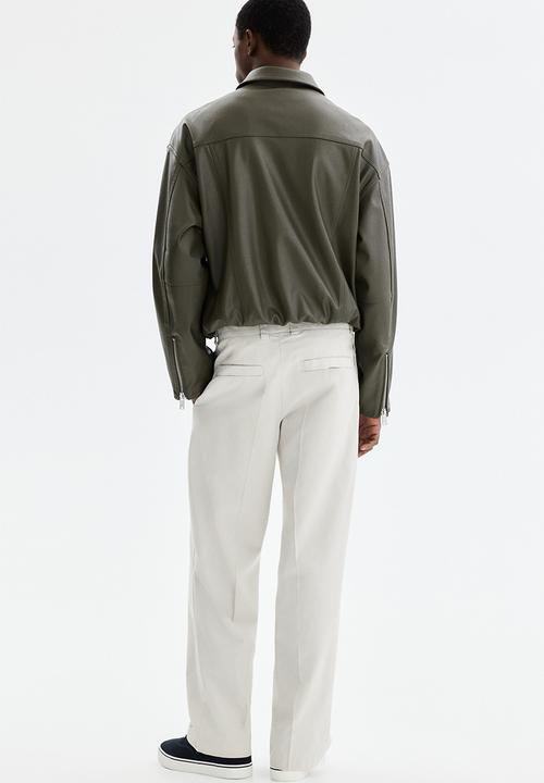 H&M - Relaxed fit cotton and lyocell tailored trousers - light beige