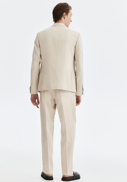 H&M - Regular fit tailored linen-blend trousers - beige