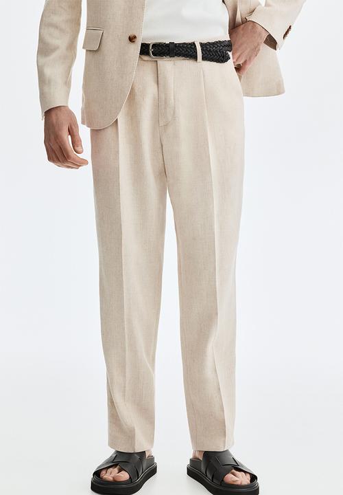 H&M - Regular fit tailored linen-blend trousers - beige