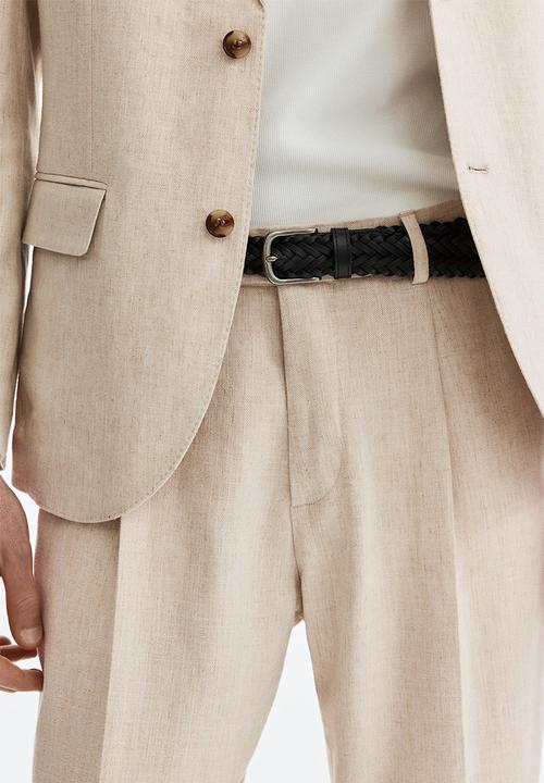 H&M - Regular fit tailored linen-blend trousers - beige