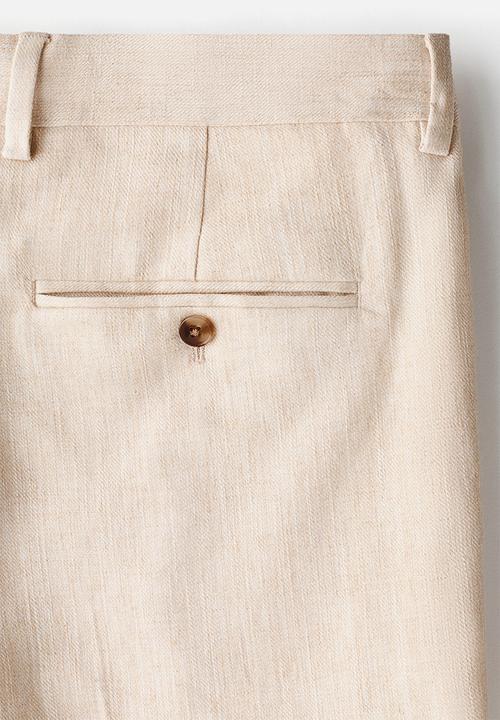 H&M - Regular fit tailored linen-blend trousers - beige