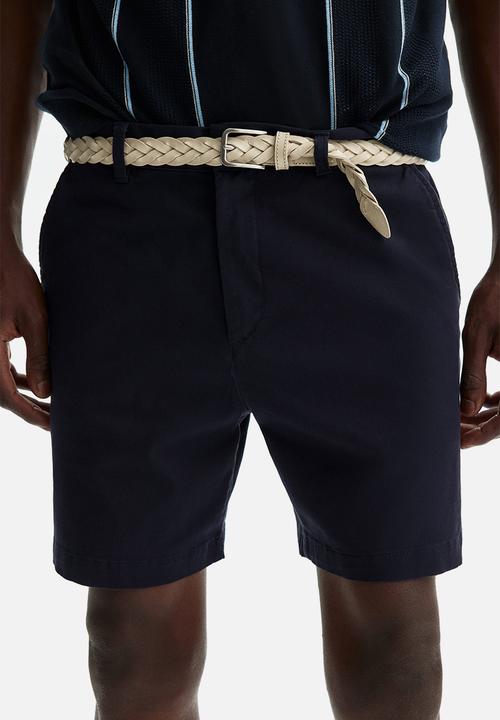 H&M - Regular fit cotton chino shorts - navy blue