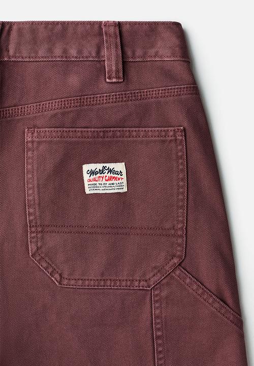 H&M - Relaxed fit carpenter shorts - burgundy