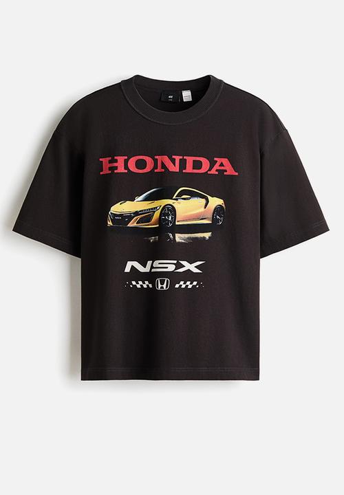 H&M - Loose fit printed t-shirt - black/honda