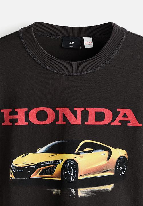 H&M - Loose fit printed t-shirt - black/honda