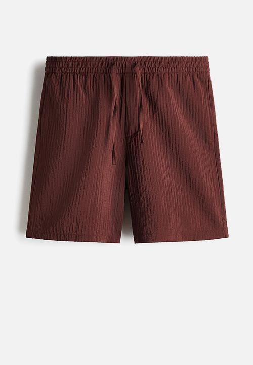 H&M - Relaxed fit textured shorts - burgundy