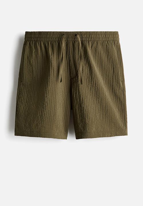 H&M - Relaxed fit textured shorts - khaki green