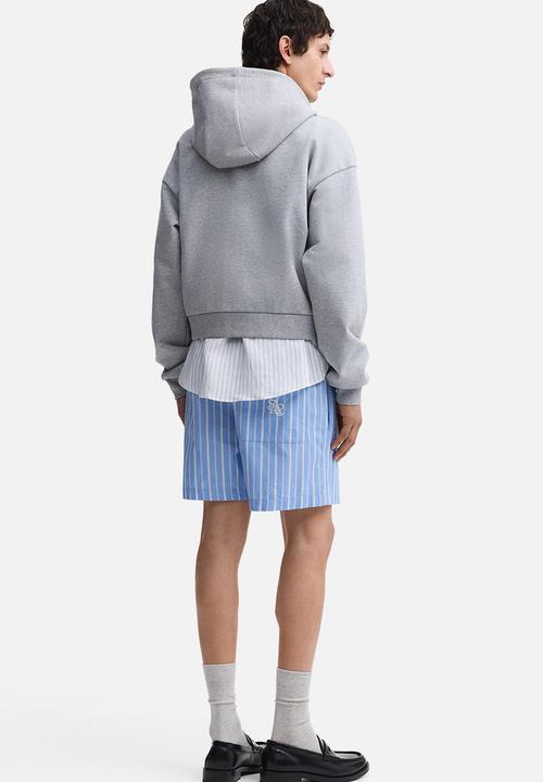 H&M - Regular fit cotton shorts - light blue/striped