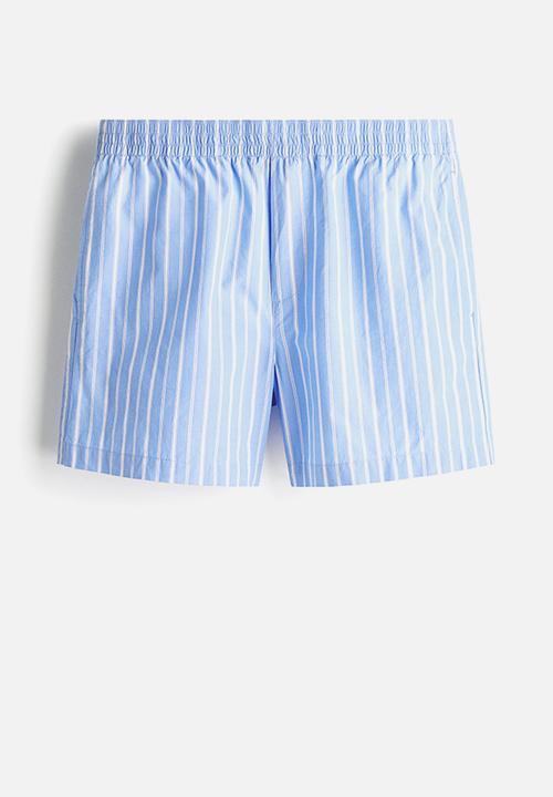 H&M - Regular fit cotton shorts - light blue/striped