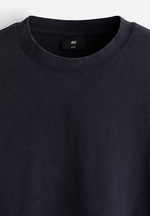 H&M - Loose fit printed long-sleeved top - navy blue/sports archives