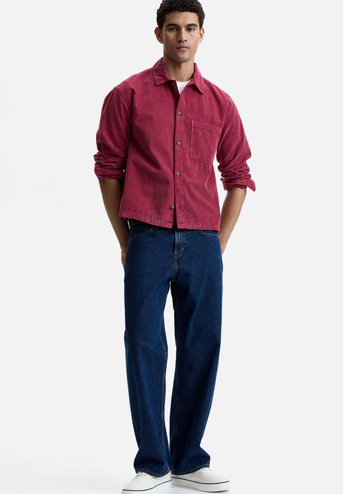 H&M - Relaxed fit boxy corduroy shirt - dark pink