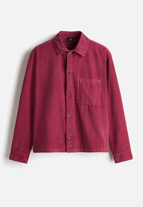 H&M - Relaxed fit boxy corduroy shirt - dark pink