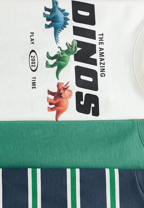 H&M - 3-pack cotton vest tops - green/dinos