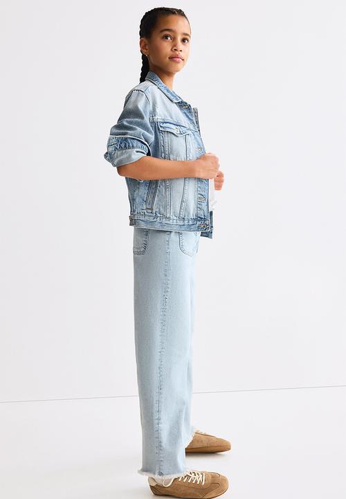 H&M - Relaxed fit wide leg ankle jeans - light denim blue