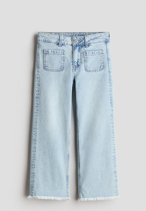 H&M - Relaxed fit wide leg ankle jeans - light denim blue