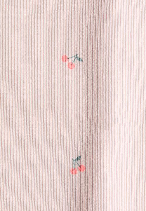 H&M - Button-detail ribbed top - light pink/cherries