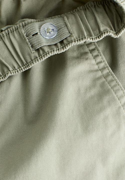 H&M - Cotton twill cargo joggers - light khaki green
