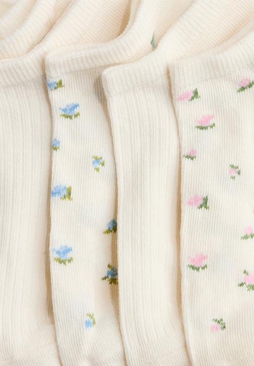 H&M - 7-pack trainer socks - cream/floral