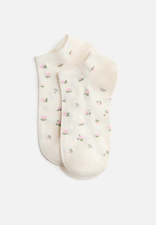 H&M - 7-pack trainer socks - cream/floral