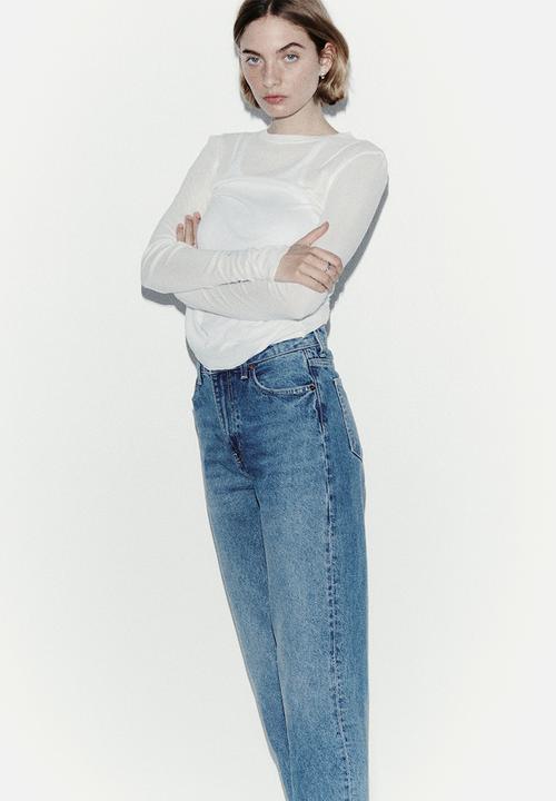 H&M - Mom slim fit high waist ankle jeans - denim blue