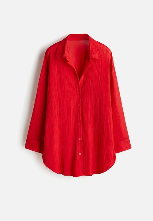H&M - Long cotton shirt - red